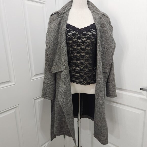 Allsaints Check Print Single Button Tie Waist Trench Coat - Picture 6 of 15